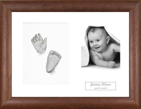 Image of 3d Baby Casting Kit - Dark Wood Frame - Silver Paint