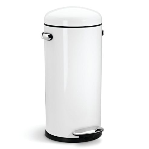 Image of Simplehuman 30 Litres Round Retro Pedal Bin - White