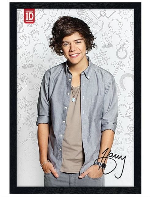 Image of Black Wooden Framed One Direction Harry Styles Poster