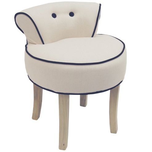 Image of Stool / Low Back Dressing Chair With Wood Legs - Oatmeal / Black
