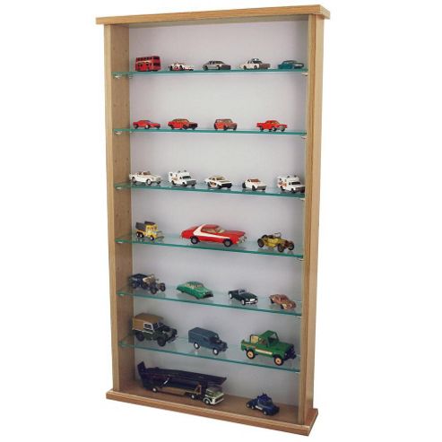 Image of Wall Display Cabinet With Six Glass Shelves - Oak
