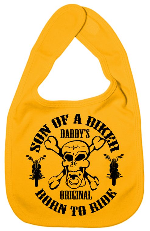 Image of Dirty Fingers Son Of A Biker Daddy's Original Born To Ride Bib Yellow