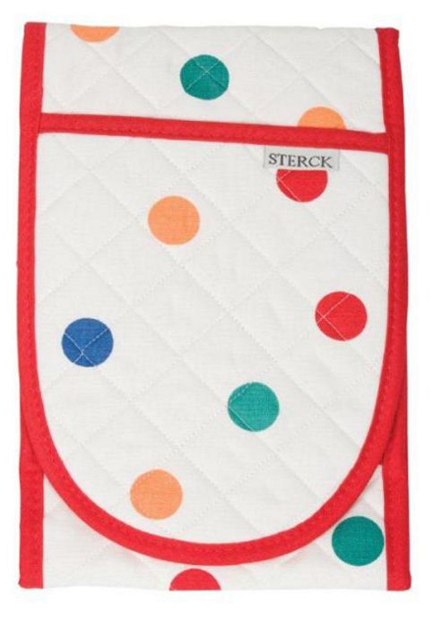 Image of Sterck Spotty Print Double Oven Glove, White