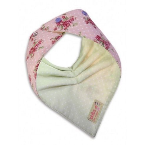 Image of Skibz Doublez Bandana Dribble Bib (vintage Rose/dotty Green)
