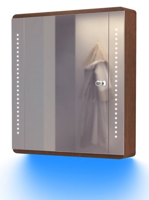 Image of Audio Oak Cabinet With Underlighting, Bluetooth, Demist, Sensor & Shaver K1dbaud