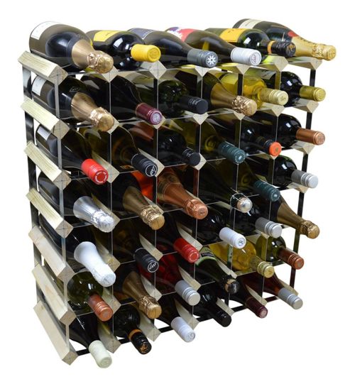 Image of Harbour Housewares 42 Bottle Wine Rack - Fully Assembled - Light Wood