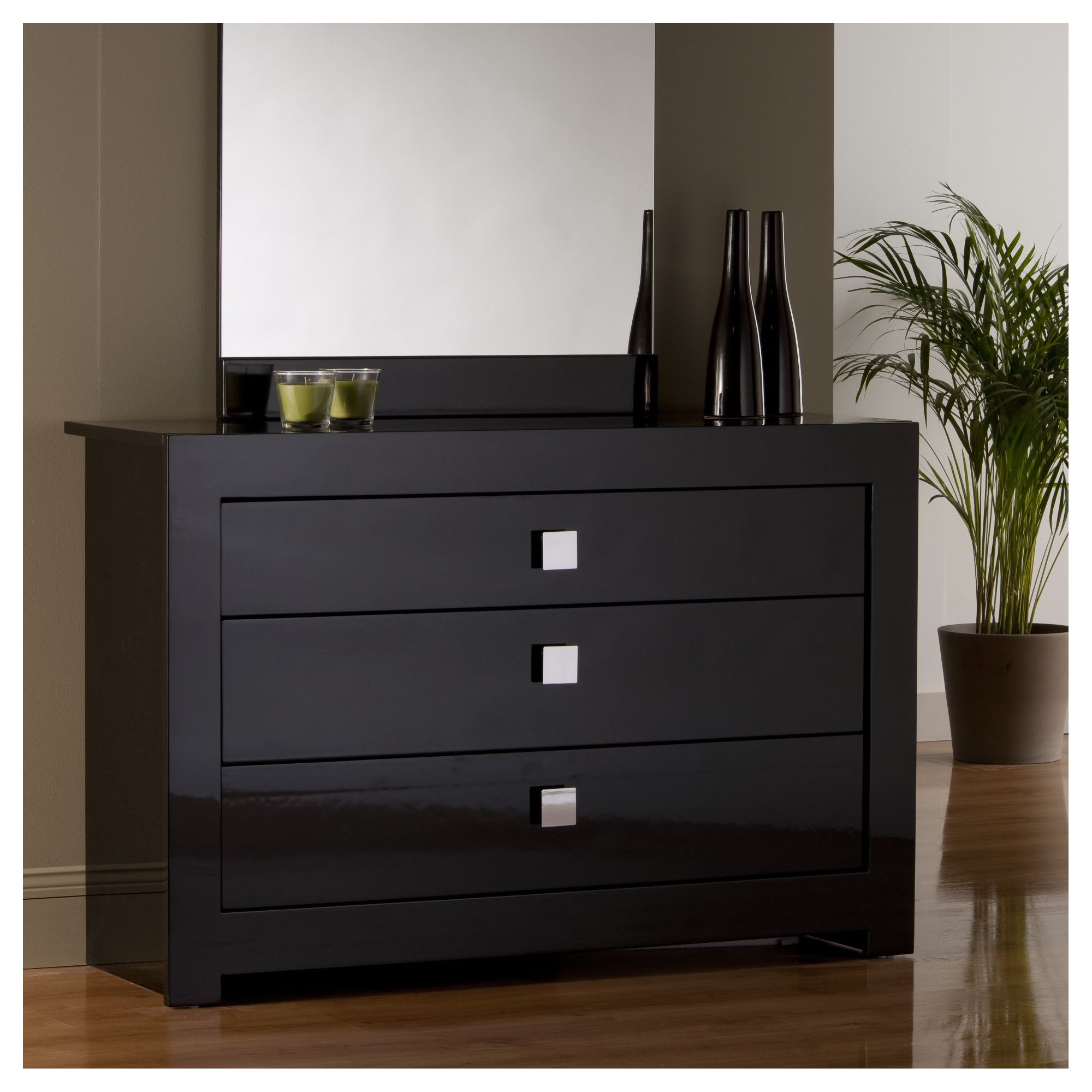 World Furniture Modena Three Drawer Wide Chest in Black at Tesco Direct