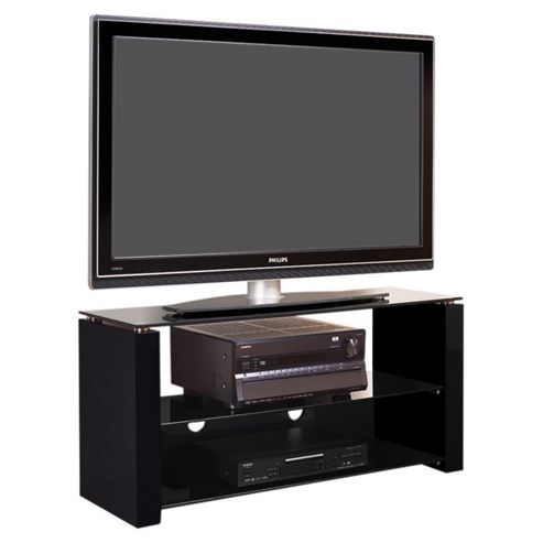 Image of Bench Piano Black And Smoked Glass Stand For Tvs Up To 50 Inch