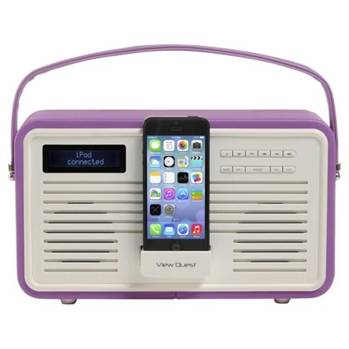 Image of View Quest Retro Dab/dab+/fm Radio And Bluetooth Speaker With Lightning Dock Radiant Orchid