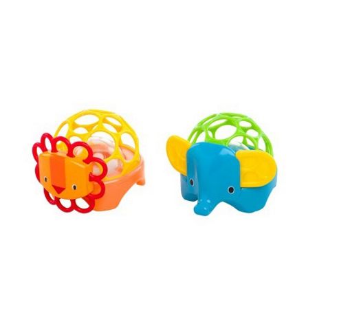 Image of Oball Rollie Rattles Bundle - Orange Lion And Blue Elephant 2 Supplied
