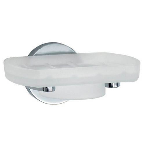 Image of Smedbo Loft Holder With Frosted Glass Soap Dish - Polished Chrome