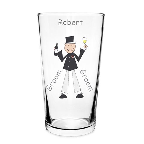 Image of Personalised Wedding Cartoon Pint Pilsner Glass