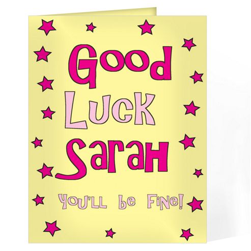 Image of Personalised Good Luck Pink Stars Card