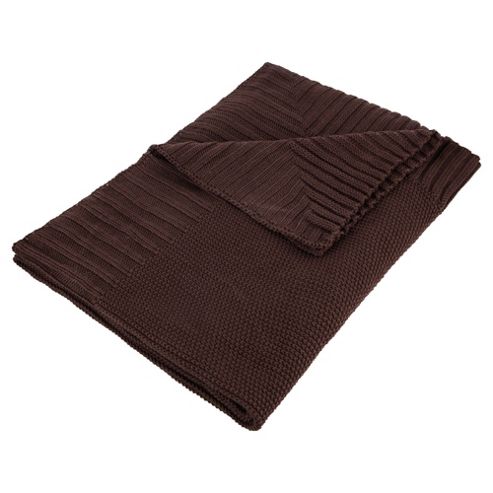 Image of Button Knit Throw Brown