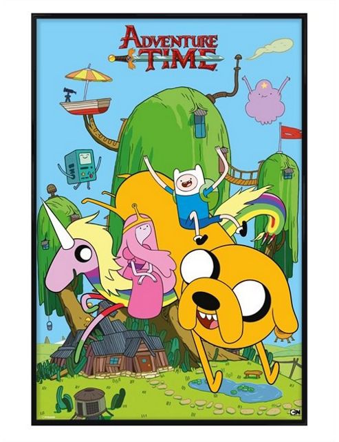 Image of Gloss Black Framed Adventure Time Jake, Finn & Friends Poster