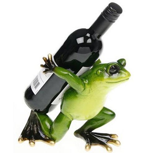 Image of Leap - Frog Shaped Decorative Wine Bottle Holder - Green