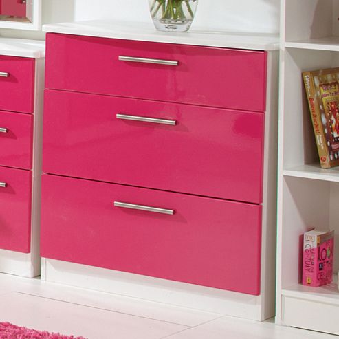 Image of Welcome Furniture Knightsbridge 3 Drawer Chest - Black - Cream