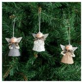 Tesco Crochet Angel Christmas Decoration, 4 Pack