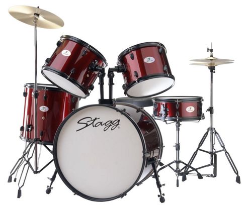 Image of Stagg 5 Piece Rock 22in Drum Kit Wine Red