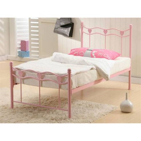 Image of Pink Heart Metal Bed Frame - Single 3ft