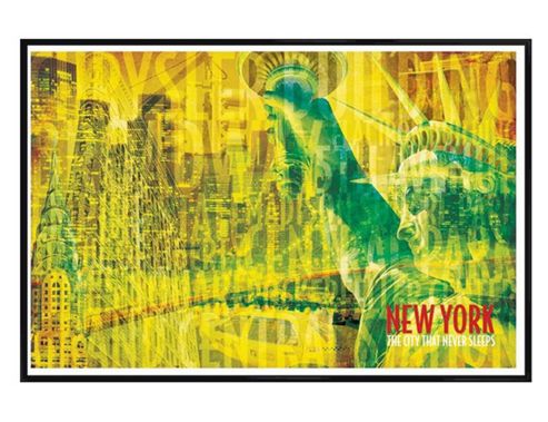 Image of New York, New York Gloss Black Framed The City That Never Sleeps Poster