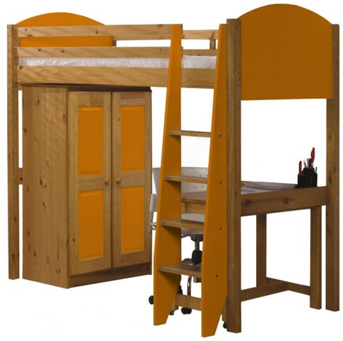 Image of Verona High Sleeper Bed Set 1 Antique With Orange Details
