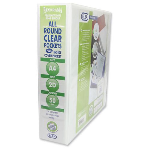 Image of Elba Presentation Ring Binder Pvc 2 D-ring 50mm Capacity A4 White Ref 400007674 [pack 4]