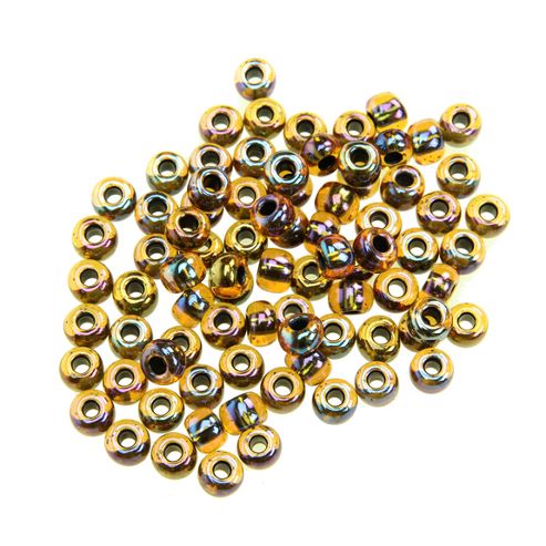 Image of Czech Seed Bead 2/0 Topaz/black Lined Ab