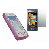 iTalkOnline Pink Twin Pack ProGel Skin Case & LCD Screen Protector - B7300 Omnia Lite