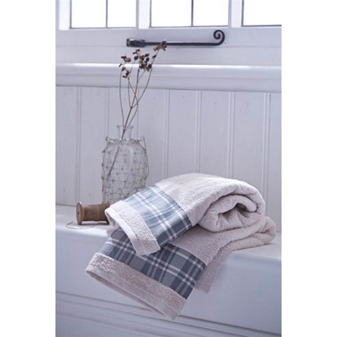 Image of Catherine Lansfield Home Cosy Corner Swing Check Border 450gsm Bath Sheet Grey