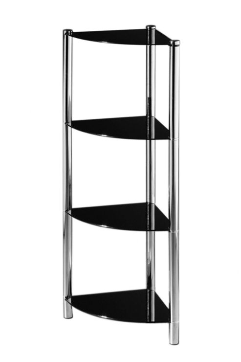 Image of Premier Housewares Four Tier Corner Shelf Unit With Black Glass Shelves