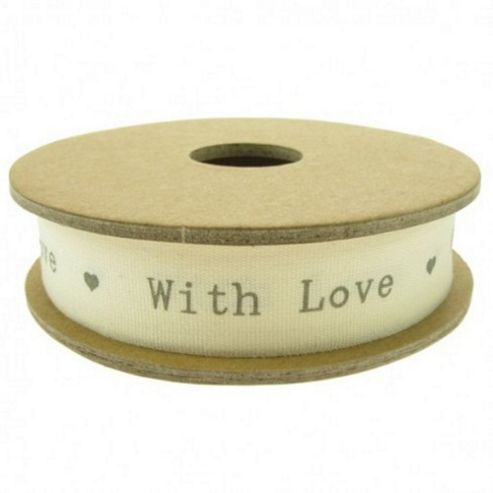 Image of Ribbon Reel - With Love - Cream And Grey