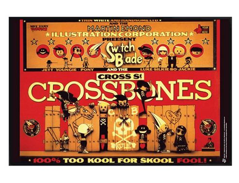 Image of Martin Emond Gloss Black Framed Switch Blade And The Cross St. Crossbones Poster