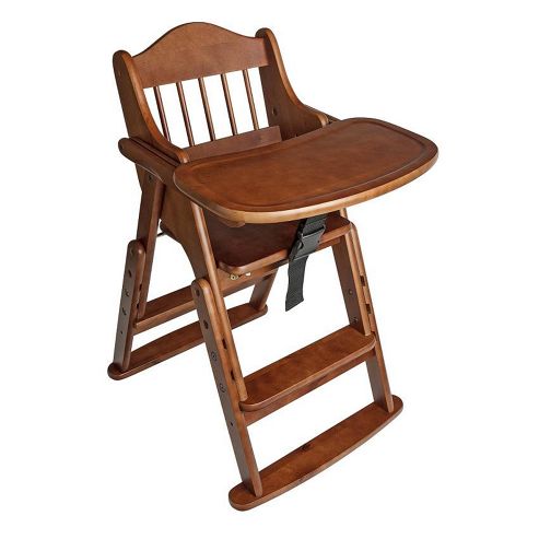 Image of Safetots Folding Wooden High Chair Dark Wood
