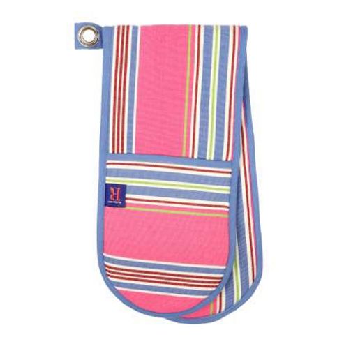 Image of Rushbrookes Regatta Double Oven Glove, Pink Stripe