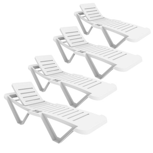 Image of Resol Master White Sun Loungers - X4 Sun Loungers - Uv Resistant