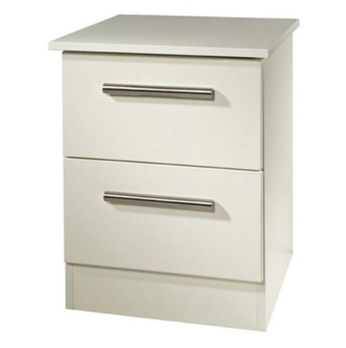 Image of Welcome Furniture Contrast 2 Drawer Bedside Table - Vanilla