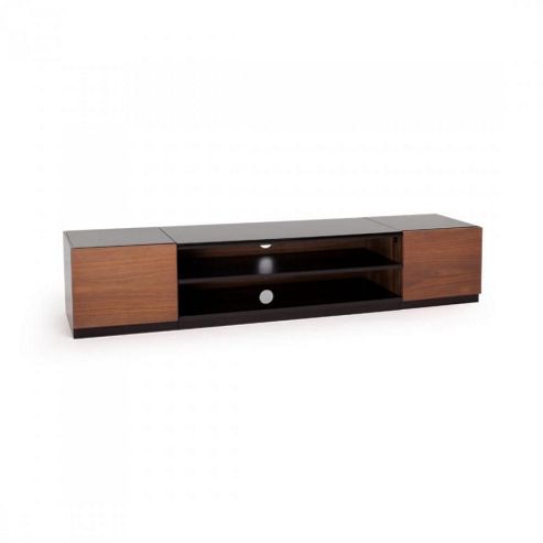 Image of Stoore-sr175bw Piano Black & Walnut Tv Stand For Up To 84 Tv