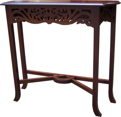 Image of Lock Stock And Barrel Mahogany Fretwork Carved Console Table In Mahogany