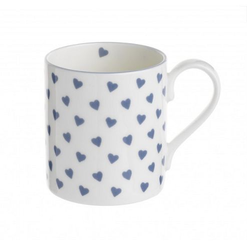 Image of Nina Campbell Bone China Mug, Blue Hearts Design
