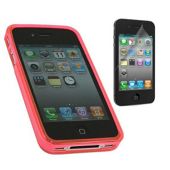 Pink Twin Pack ProGel Skin Case & LCD Screen Protector - Apple iPhone 4