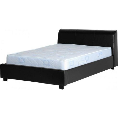 Image of Valufurniture Portland 4 6 Inch Black Faux Leather Double Bed