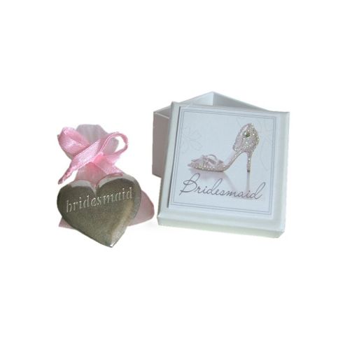 Image of Bridesmaid Wedding Shoe Mini Gift Box & Heart Pebble