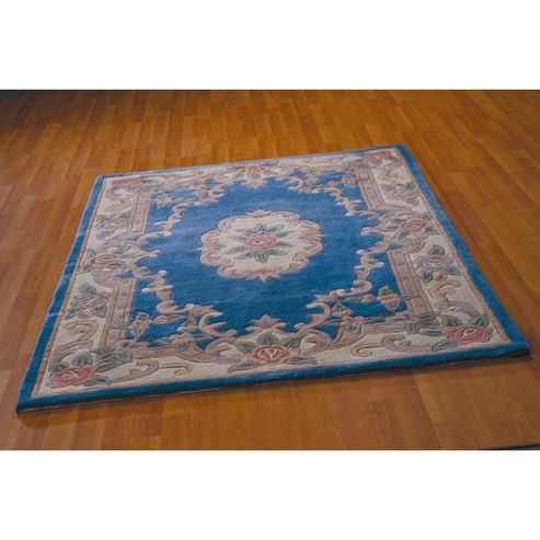 Image of Lotus Premium Aubusson Blue 67x127 Wool Rug