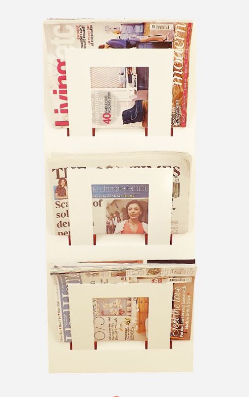 Image of The Metal House Triple Tier Magazine Rack - White