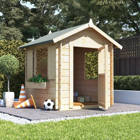 Image of Mad Dash Log Cabin Wooden Playhouse, 4ft X 4ft