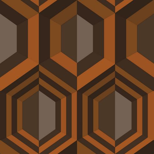 Image of Muriva Hexagon Wallpaper - Orange