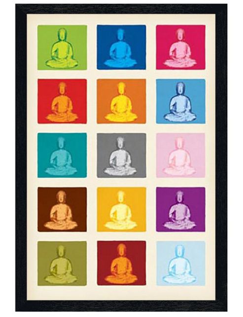 Image of Pop Art Buddha Images Black Wooden Framed The Buddha Poster