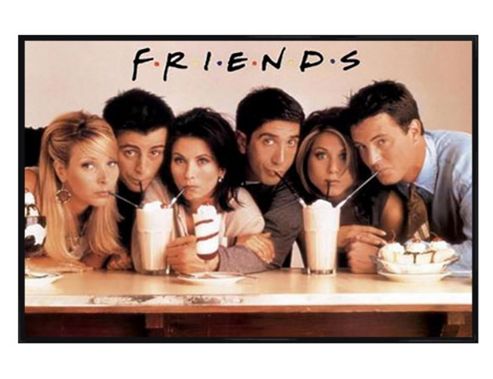 Image of Friends Gloss Black Framed Cast With Milk Shakes Poster