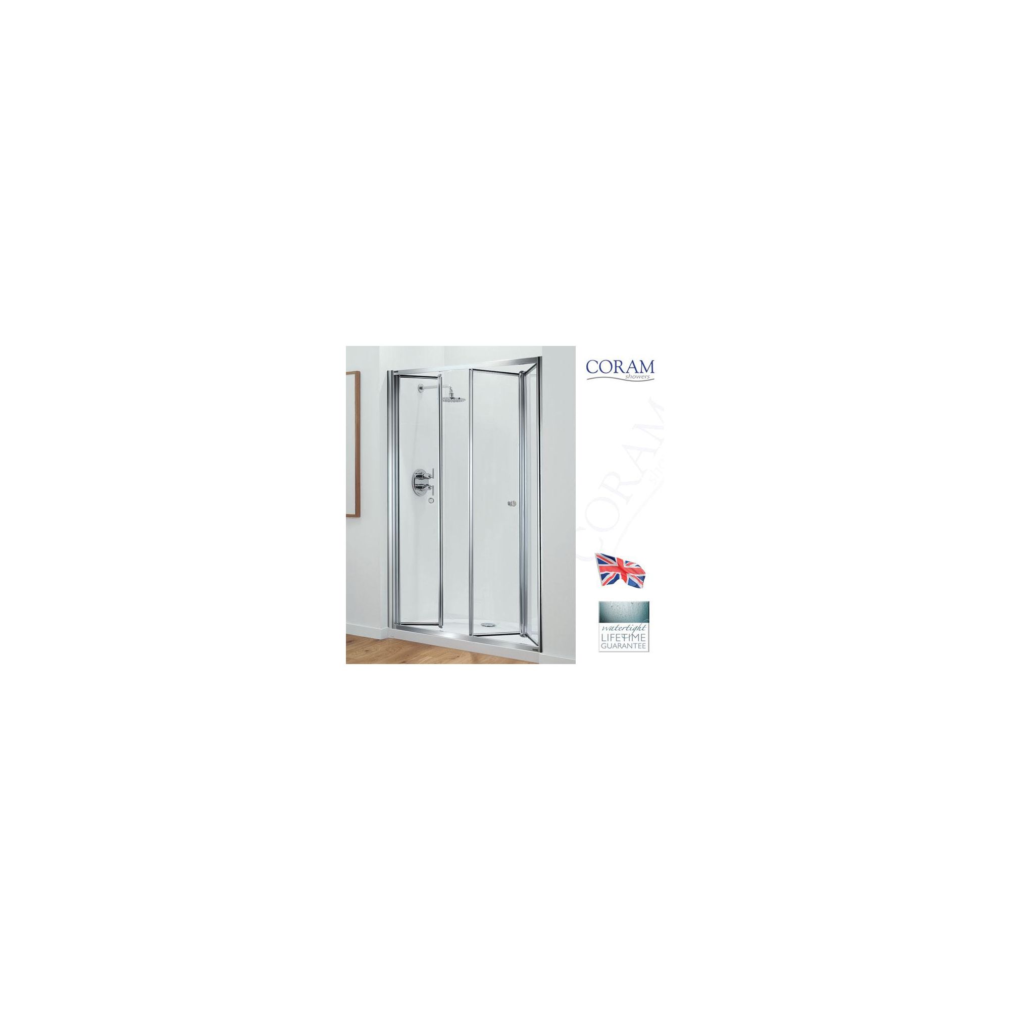 Coram Optima Tri-Fold Door ALCOVE Shower Enclosure, 1200mm x 800mm, Low Profile Tray, 6mm Glass at Tesco Direct